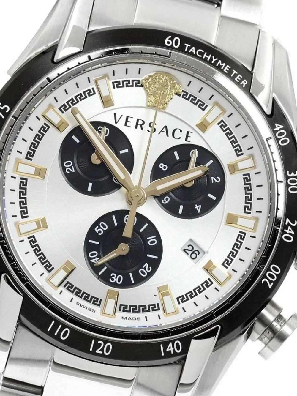 VERSACE VE21 Chronograph Date Silver / Black Dial Quartz Men's Watch_961760